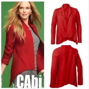 CAbi 528 Valentina Red Open Front Wool Jacket Medium